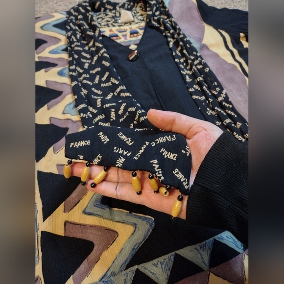 Carole Little Vintage Paris Print One Button Cardigan - Picture 9 of 13